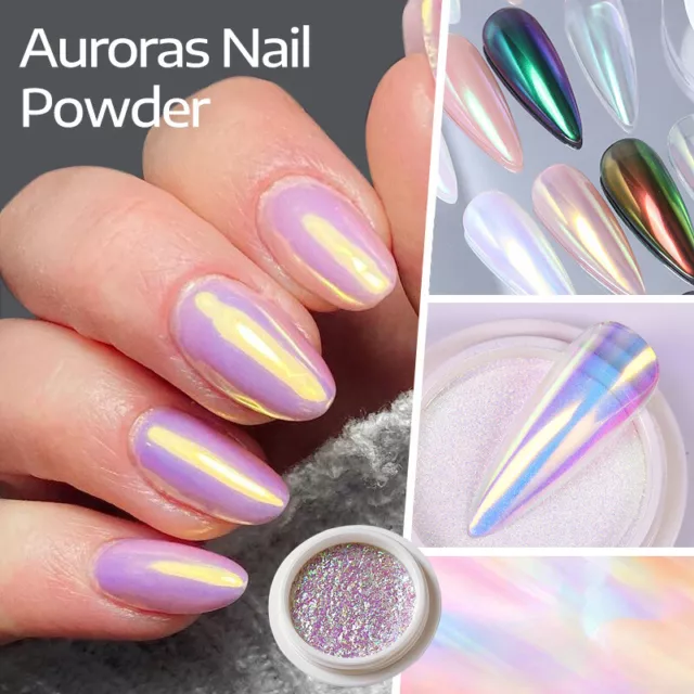 6 Color Chrome Nail Art Powder Sets Aurora Nail Art Glitter Nude Mirror  Effect Pigment Auroras Mermaid Pearl Nail Glitter Powder Reflective Nail  Glitter for Nail Art Decoration