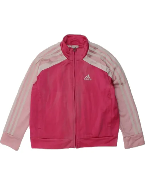 ADIDAS Girls Tracksuit Top Jacket 5-6 Years Pink Colourblock Polyester AM11