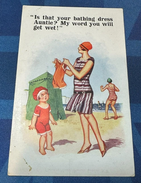 INTER ART DONALD McGill? Comic Postkarte 1928 Flapper Badeschönheit