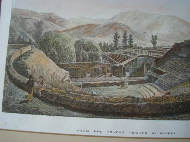 Zuccagni-Orlandini-Incisione-Regno Due Sicilie-Pompei-Avanzi Teatro Tragico-1864