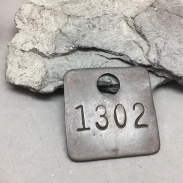 Coal Miner Brass IN/ OUT Tag Mining Vintage Personal Safety Gear Square #1302