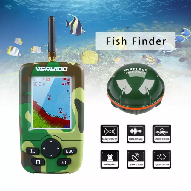 Angeln Kabellos Fischfinder Sonar Detektor mit Dot Matrix Echolot Fischfinder DE