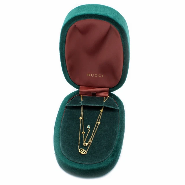 Gucci 18K Yellow Gold Double G I Running Station Necklace 35.5 Inches  #D387-9