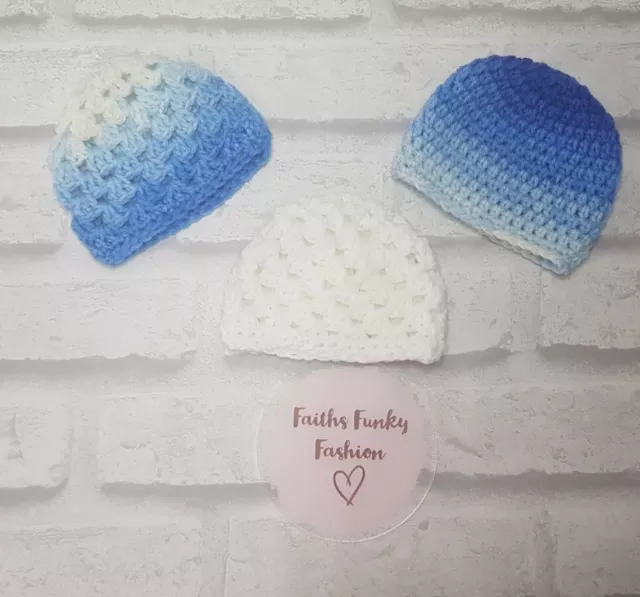 Handgehäkelte vorzeitige, frühe Babymütze, Baby Dusche Geschenk, Baby Beanie, Junge 3