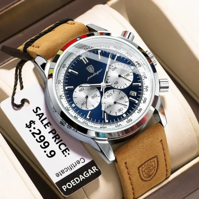 neue Armbanduhr Leder Herren Uhr Luxus wasserdicht für Männer Quarzuhr 2024