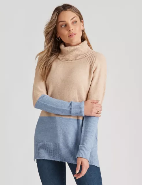 AU M ROCKMANS - Womens Jumper - Long Winter Sweater - Blue Pullover