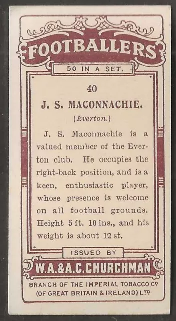 Churchman-Footballers 1914 (Coloured)-#40- Everton - Maconnachie 2