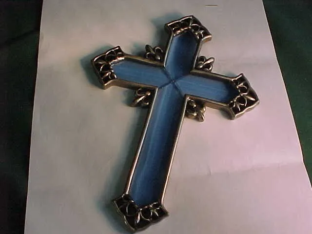 Stained Blue Glass Wall Cross