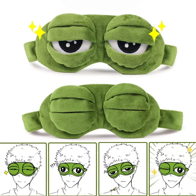 2X Frosch Augenmaske Blackout Brille, Plüsch Schlafmasken für Erwachsene Kinder 4