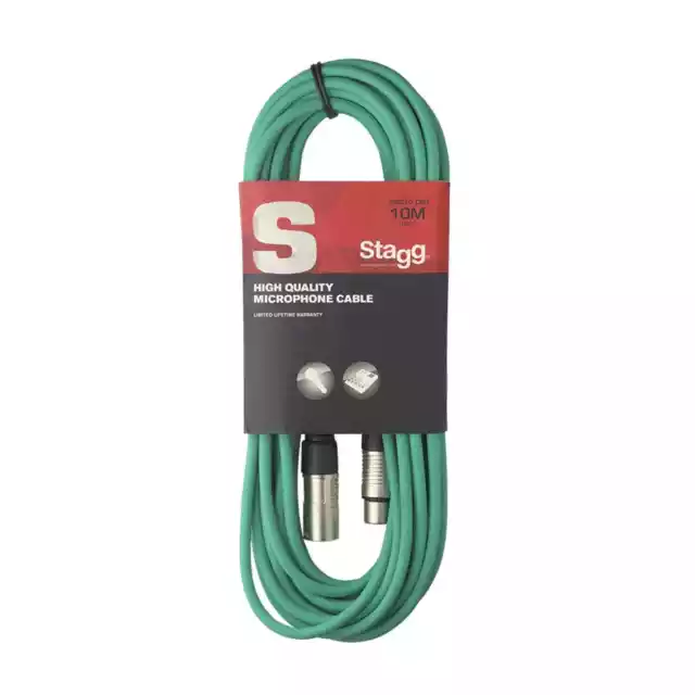 Stagg 10 m XLR Stecker auf XLR Buchse Mikrofon Audio Kabel bleigrün