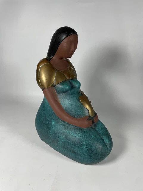 VINTAGE CERAMIC PREGNANCY Statue Pregnant Fertility Figure Mother Baby ...
