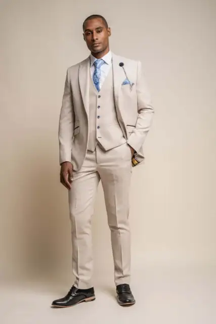 Mens Cavani Peaky Blinders Tweed Check Herringbone 3 Piece Suit Wedding