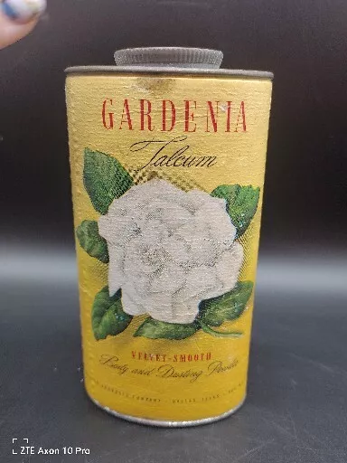 Vtg Gardenia Talcum Body&Dusting Powder Tin  Superior Products Co. Dallas, TX 6" 3