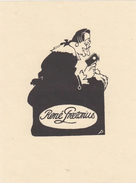 Bookplate bookshelf cliché Emil Preetorius 1883-1973 Lire Mann