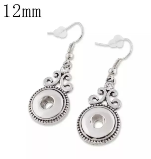 Mini Snap Jewelry Scroll French Hooks Earrings fits 12mm Petite Ginger Charm NEW