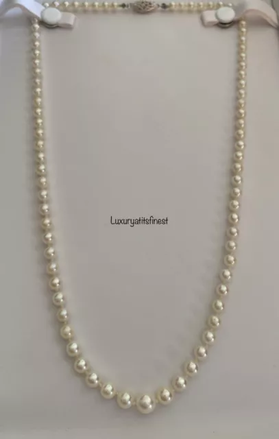 Vintage 14K Gold Saltwater Akoya Pearl Graduated Necklace Superb Quality!