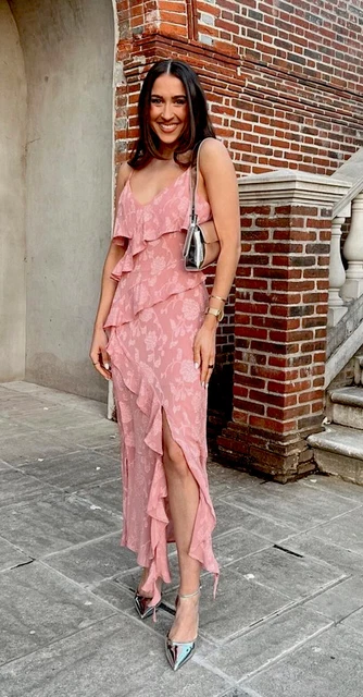 Pink ruffle dress zara online