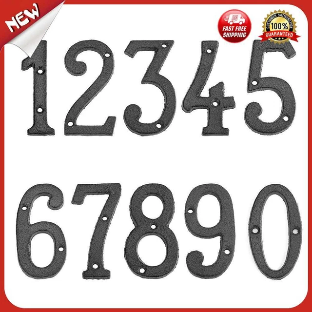 es Metal DIY Numbers Door Plate Cast Iron Digital House Sign Plaque Cafe Wall De