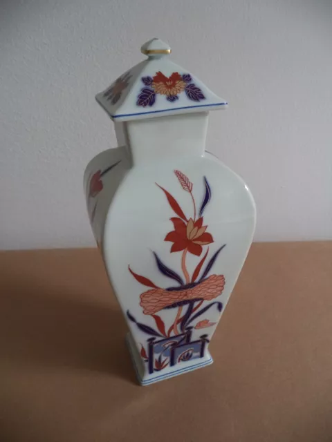 Vaso potiche coperchio ceramica Vista Alegre Portugal decoro China floreale 28cm