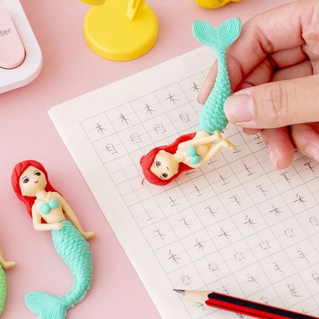 Children Wiping Eraser Correction Supplies Pencil Eraser Mermaid Shape Eraser