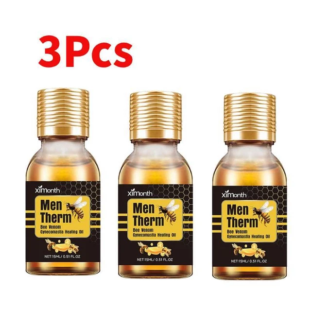 3 PZ OLIO riscaldante ginecomastia d'api, ape termica da uomo per petto ...