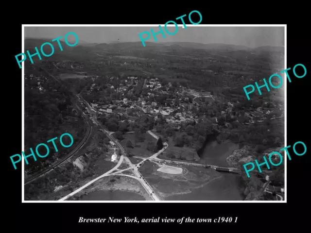 OLD LARGE HISTORIC PHOTO BREWSTER NEW YORK AERIAL VIEW OF THE TOWN c1940 2