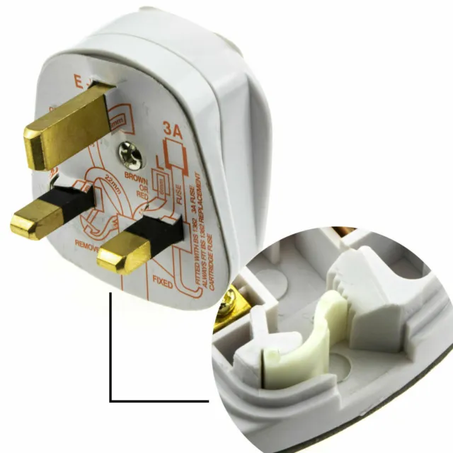 Kabelmontage Schnell Für 3 Pin UK Haupt Stecker Angepasste Mit 3A Amp Fuse White