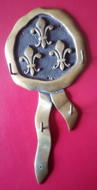 Blason Mural Fleur De Lys - Patine Bronze - 14x11 Cm - Plâtre - NEUF - Histoire De Bustes