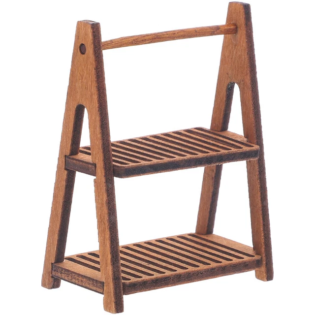 Dollhouse Bookshelf Display Mini Wood Rack Model Delicate Baby