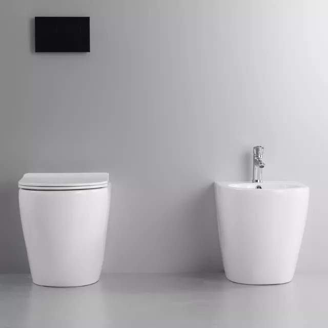 Sanitari A Terra Filo Muro Coprivaso Rallentato Vaso Rimless Bidet Wc Bagno Hoop 3