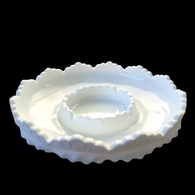 Vintage MCM Fenton Hobnail Milk Glass Chip & Dip Bowl or Ashtray 1950's