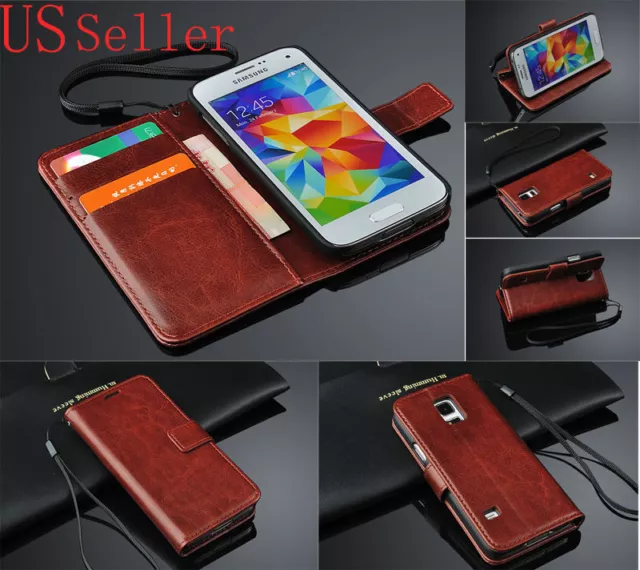 Leather Wallet Card Holder Flip Stand Case Cover Samsung Galaxy S3 S4 S5