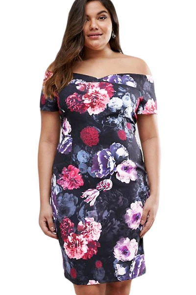 Abito Fascia Floreale Taglie forti Grandi Curvy Formosa Plus Size Dress XXL