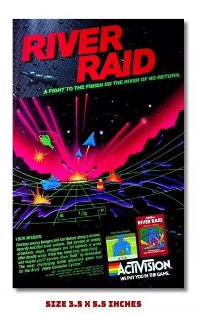 River Raid Video Game Activision Fridge Magnet Ad 1983 3.5 X 5.5