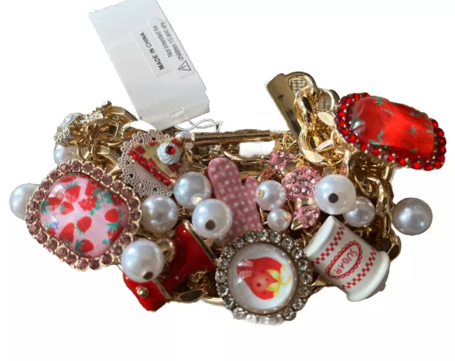 Betsey Johnson BABYCAKES Strawberry Pie Toggle Bracelet Mixer Sugar NEW/NWT