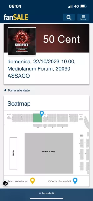 N. 1 BIGLIETTI TICKETS CONCERTO 50 Cent Milano Assago PRIMO SETTORE PREMIUM