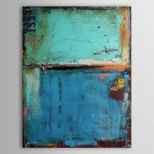 MODERN ABSTRACT HUGE OIL PAINTING ON CANVAS Vintage Blue Colo 24x36in No Framed) 2