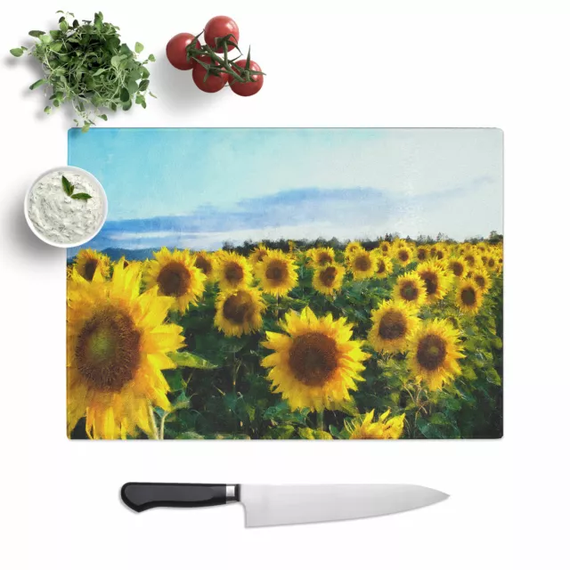 Sunflowers  Chopping Board Glass Textured Cutting Worktop Saver Kitchen