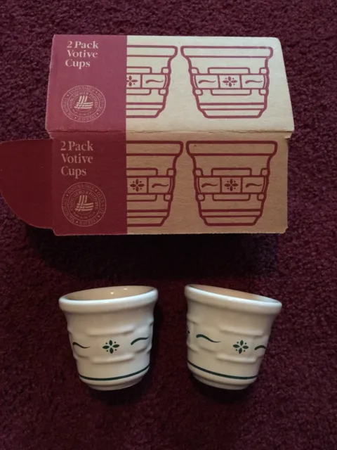 NEW LONGABERGER  Pottery 2-PACK VOTIVE CUPS CANDLE HOLDERS Heritage Green