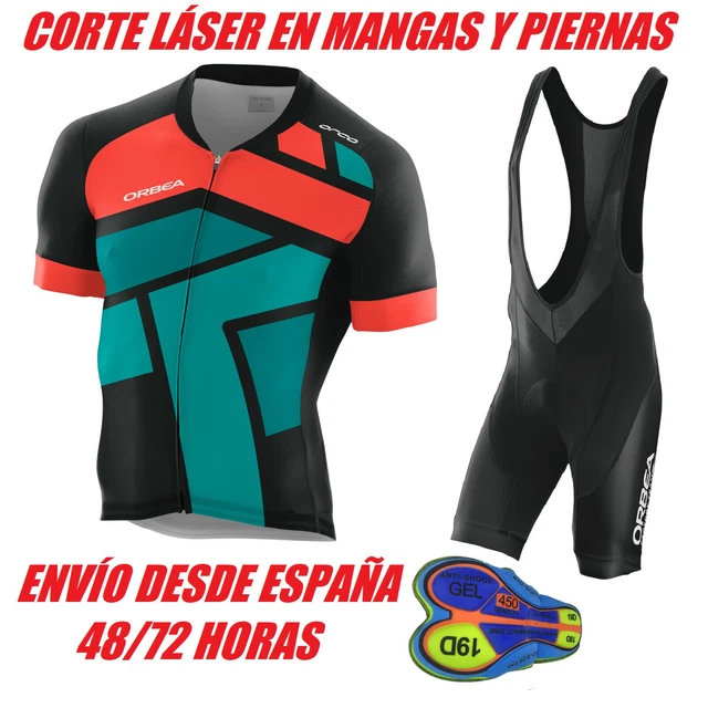 Equipacion Ciclismo Ropa Conjunto Bicicleta Maillot Culotte Orbea Verde Naranja