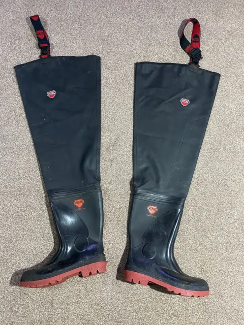 VITAL WADERS WELLY Boots Black braces Euro 43 UK 9 river Wellies £34.00 ...