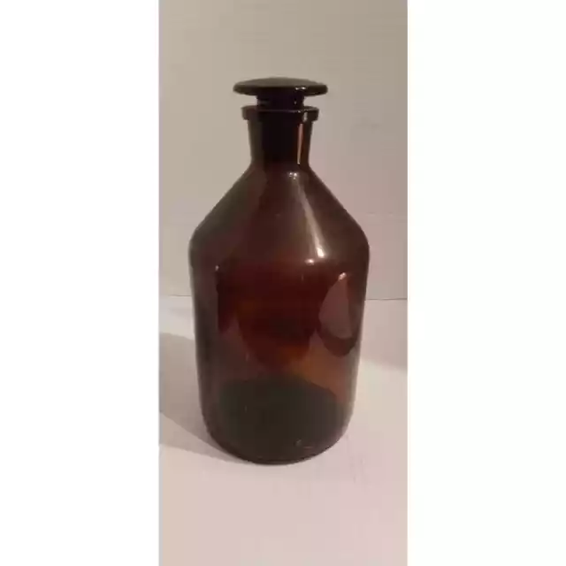 Wheaton Vintage Amber Brown Glass Apothecary Medicine Bottle w/Stopper 8 1/2"