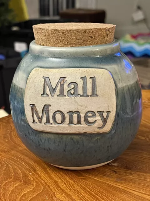 Mall Money Ceramic Stash Jar With Cork Lid By Tumbleweed Pottery Stoneware