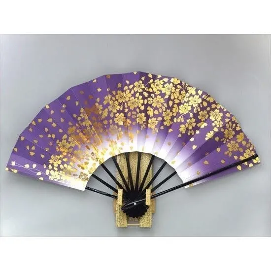 Japanese Folding Fan KYOTO Traditional Sensu Ougi SAKURA Cherry blossom purple