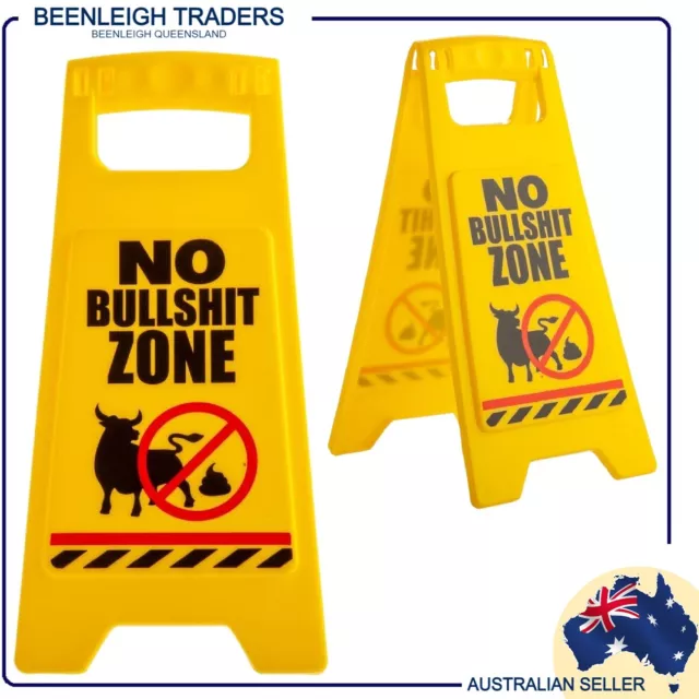 NO BULLSHITE ZONE - Novelty Mini Desktop Caution Sign - BRAND NEW