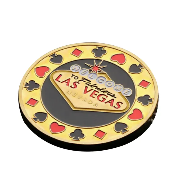 Iron Guard Card Protector Coin Chip Metal Poker Gold Plated+Round Plastic Case
