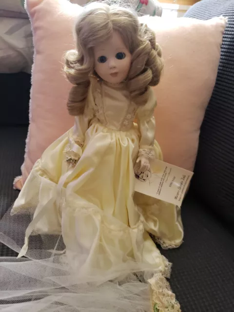 Marjorie Spangler Doll "Deborah" 15" Porcelain with tag, box all porcelain 1980