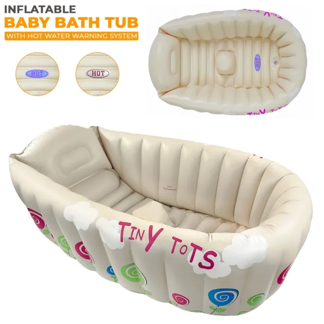 Inflatable Tiny Tots Baby Hot Bath Heat Sensor Washing Travel Tub