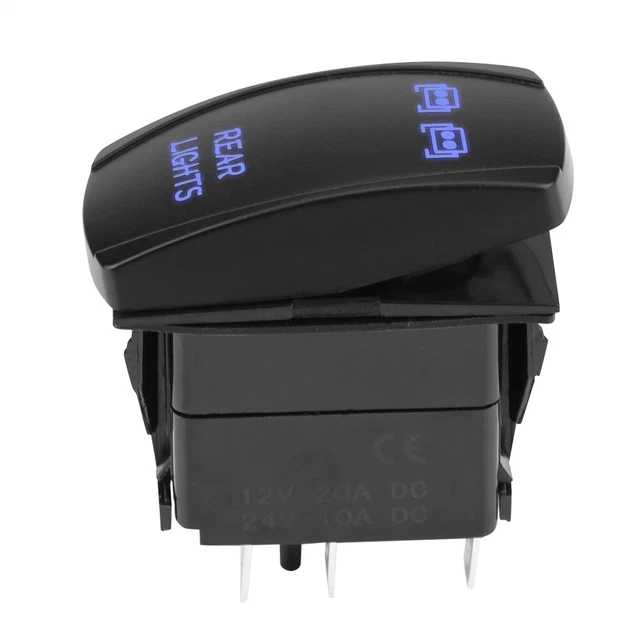 Car DC 12V/24V Blue LED Light 5 Pin Rear Light On OFF Rocker Switch For Car Boat