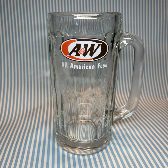 Vintage A&W Heavy Glass Root Beer Mug 7"x 3" /   16 Oz